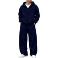 thumbnail image 2 of UDAUDU Men 2 Piece Tracksuit Full Zip Hoodie Loose Fit Oversized Zip‑Front Hooded Jacket with Wide‑Leg Sweatpants, Soft Fleece Fall Winter Casual Outfit XL, 2 of 6