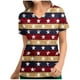 thumbnail image 2 of Día de la Independencia de las mujeres con cuello en V Casual manga corta bolsillos impresos señoras Tops blusa uniforme Pompotops hkajfhjk465358, 2 of 4