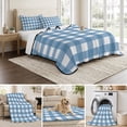 thumbnail image 6 of Queen Quilt Set 90''x96'', Blue White Plaid Lightweight Bedspread Coverlet Set with 2 Pillow Shams, Gradient Geometric Buffalo Checkered Breathable All Season Quilt Bedding for Bedroom/Guest Room, 6 of 9