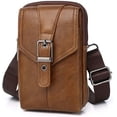 thumbnail image 2 of Mens Leather Casual Hanging Buckle Mobile Phone Waist Bag, 2 of 11