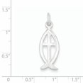 thumbnail image 2 of Beautiful Sterling Silver Ichthus Fish Cross Charm, 2 of 2