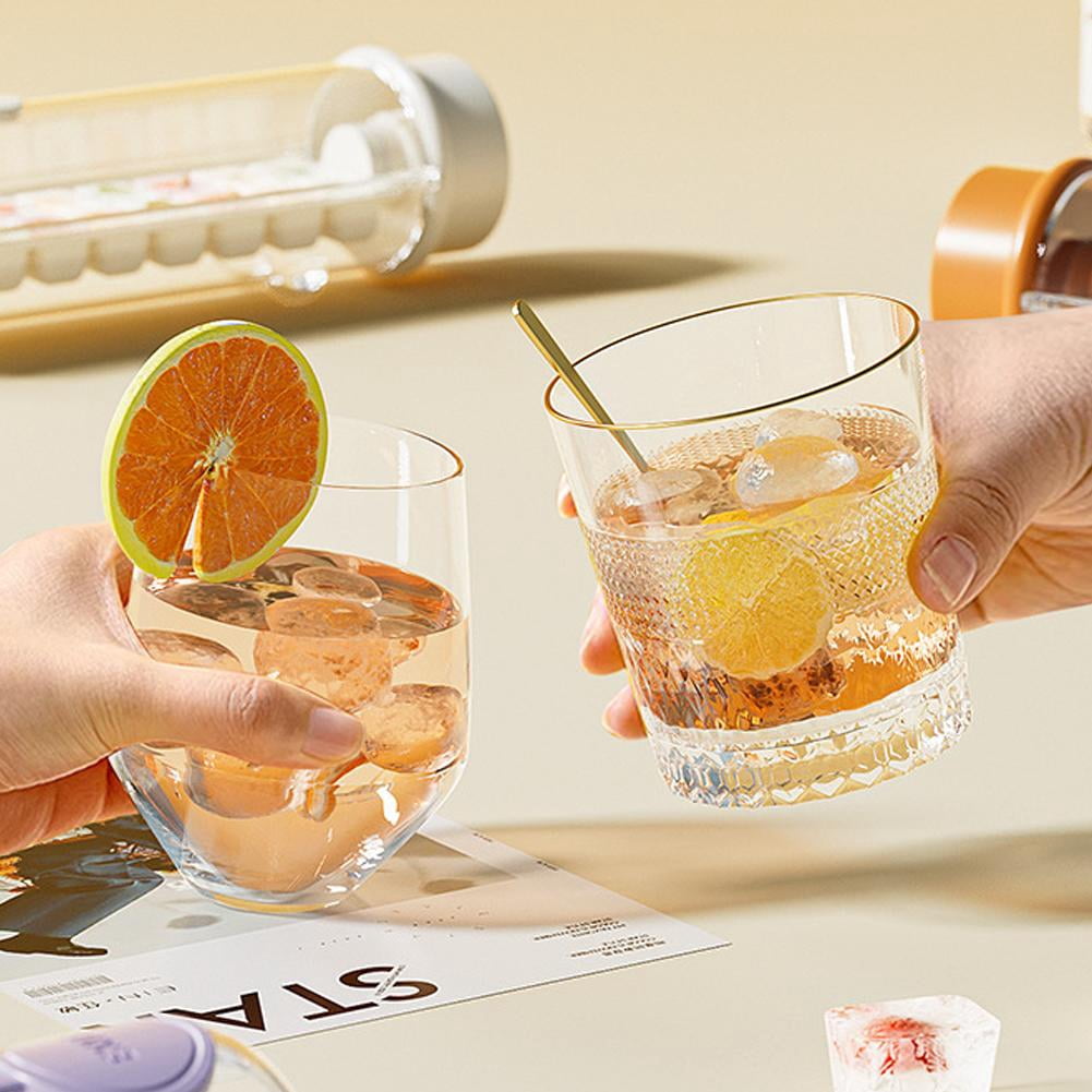 One Hand Press Ice-Tray Mold, Twisted Ice Cube Tray Mold, Easy Release Rotating ICES Maker Trays, Portable ICES Cube Trays Cup for Chilling Beverages Whiskey, Coffee, Juice