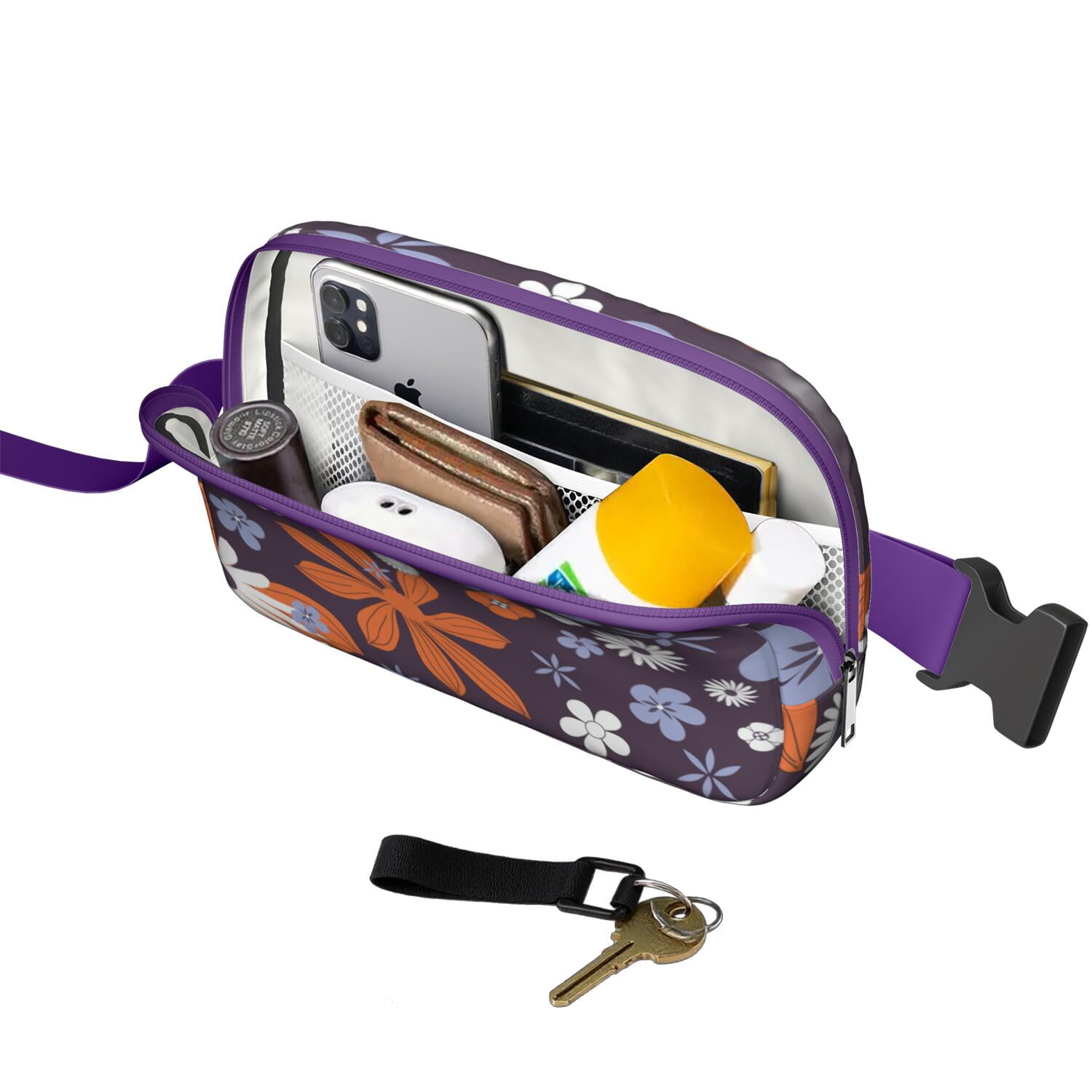 Retro Bloom Waist Bag – Boho Daisy Print Fanny Pack with Floral Wildflower Pattern for Cute Artistic Outdoor Style