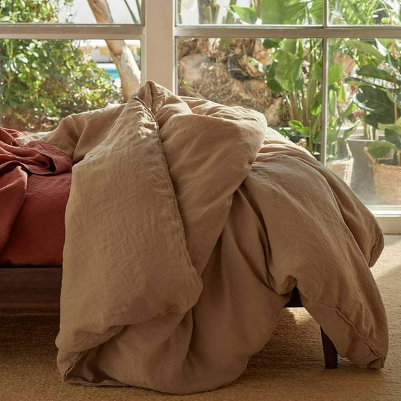 Pavish Export Linen Duvet Cover In Earthy Brown With 2 Matching Pillow Case Stonewashed Soft Linen Bedding Set Twin