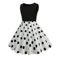thumbnail image 4 of vdgthytj Toddler Girls Vintage Dress 1950s Round Neck Sleeveless Polka Dots Flare A-Line Party Midi Dress, 4 of 5