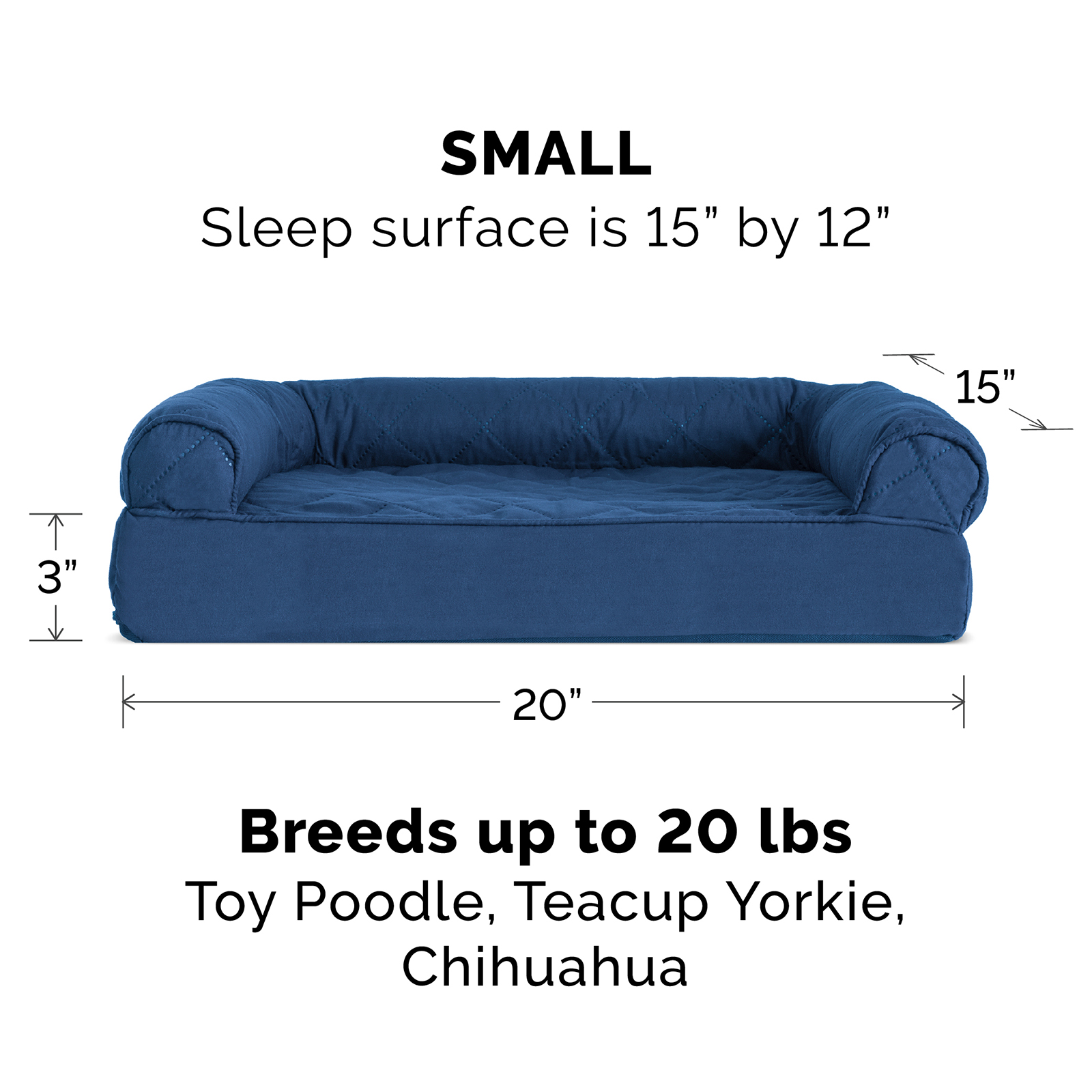 FurHaven | Orthopedic Quilted Sofa Pet Bed for Dogs & Cats, Navy, Small - image 4 of 13