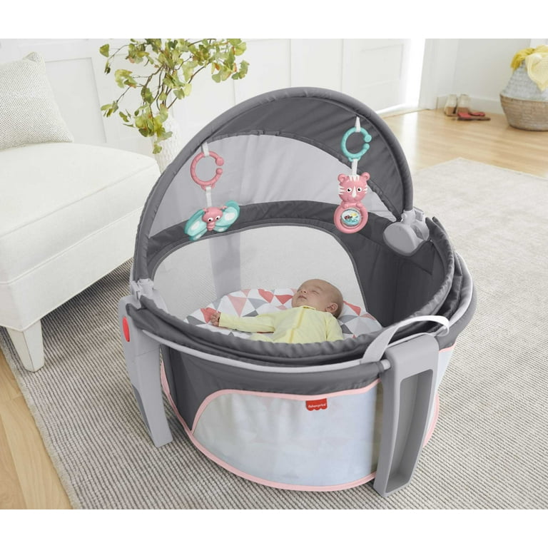 Free Shipping Fisher Price On The Go Infant Dome Portable Bassinet and Play Space with Toys Rosy Windmill Unisex Walmart