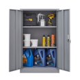 thumbnail image 2 of Metal Storage Cabinet with Door and Adjustable Shelves, Tall Steel Locker with Lockable Doors & Top Cabinet - Garage Storage Cabinet for Office, Garage, Home, Easy Assemble Required, Gray, 2 of 7