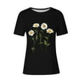 thumbnail image 4 of HAPIMO Women' Plus Size Bsaic Tees Round Neck Tees Flower Graphic Summer Tops for Women Fashion Clothes Elegant Blouses Casual Loose Dressy Tunic Black M, 4 of 4