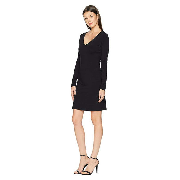 Susana Monaco - Susana Monaco Long Sleeve V-Neck Dress Black - Walmart