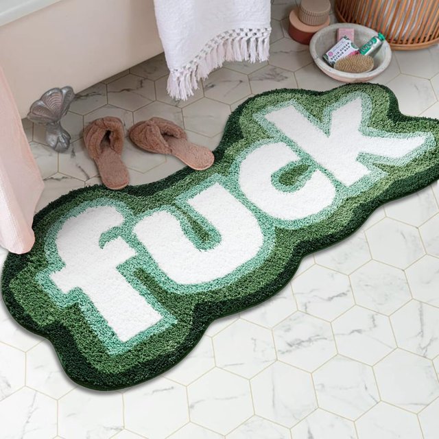 Colorful Funky Cute Bathroom Rugs Bath Mat Non Slip Rubber Backed Machine Washable, Rude Swear Words Trendy Aesthetic Unique Cool Shag Absorbent Bath Rug Funny Gift for Her/Him