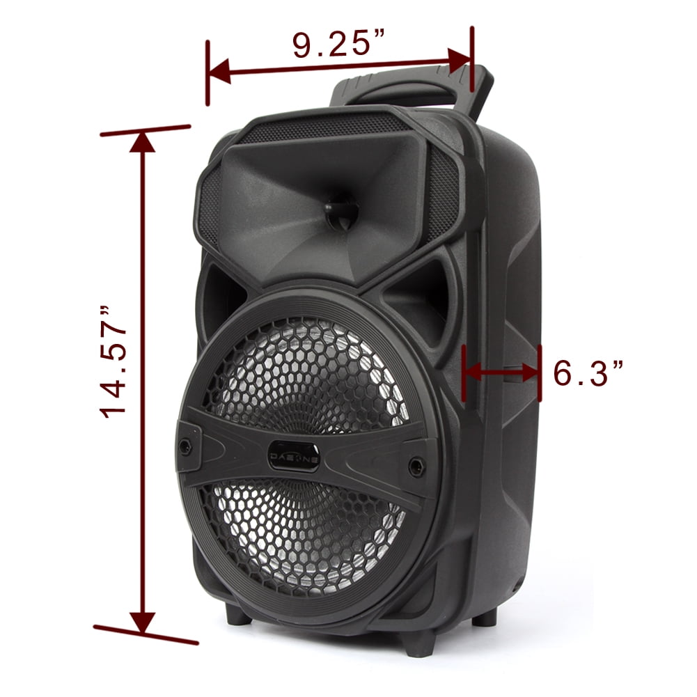 Dazone Bluetooth Speaker, Portable Wireless LED Speaker 8" with FM Radio/USB/SD Slot/Karaoke(with Mic, Remote Control)