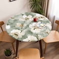 thumbnail image 5 of Watercolor Flowers Elastic Fitted Round Table Cover White Flowers Waterproof Outdoor Tablecloth for Holiday Party, Picnic, Patio & Dining Fits Tables Up to 45"-54", 5 of 8