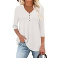 thumbnail image 5 of ShiShine Womens Tops 3/4 Sleeve V Neck Shirts Dressy Casual Tunic Blouses 2025 Fall Tees, 5 of 8