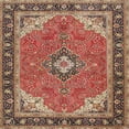 thumbnail image 1 of Ahgly Company Indoor Square Traditional Saffron Red Medallion Area Rugs, 7' Square, 1 of 6