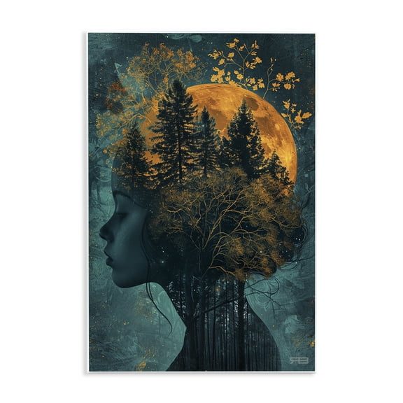 Stupell Industries Visage of Woman with Nature People Painting Unframed Art Print Wall Art, 10 x 15