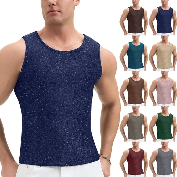 Fengqque Men's Sequin Tank Top Sparkly Metallic Sleeveless T Shirt Fitness Workout Summer Slim Fit Party Top Wine XL(XL)