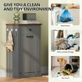 thumbnail image 4 of Tilt Out Trash Can Cabinet, 10 Gallon Fluted Laundry Hamper Cabinet with Drawers, Freestanding Wooden Hidden Garbage Can Cabinets for Kitchen, Living Room, Without Trash Bin or Laundry Hamper, Grey, 4 of 14