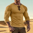 thumbnail image 2 of FAIWAD Mens Trendy Casual T-Shirt Lace Up V-Neck Long Sleeve Shirts Slim Stretch Workout Quick Dry Tees Tops, 2 of 6