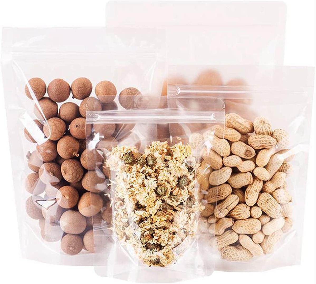 100 Pcs Plastic Zipper Bags, Clear Poly Bag, Resealable Zip Lock Bags,  Suitable For Snacks, Nuts, Seeds, Candy, Food Storage Package Pouches, For