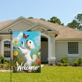 thumbnail image 2 of AMHNF Welcome Linen Garden Flag with Adorable Dog and Butterfly in Colorful Flowers for Spring Summer Home Outdoor Garden Yard Door Decor 12x18 inch, 2 of 5