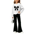 thumbnail image 4 of Cethrio Girls Graphic Outfit Sets, 2 Piece Casual Long Sleeve Fall Winter Kids Clothing Sets Size 10-12 White, 4 of 4