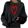 thumbnail image 1 of Mode Automne pour Femmes Chandail en Molleton Surdimensionné Imprimé Cœur Col Rond Chandail à Manches Longues Vêtements d'Hiver, 1 of 4