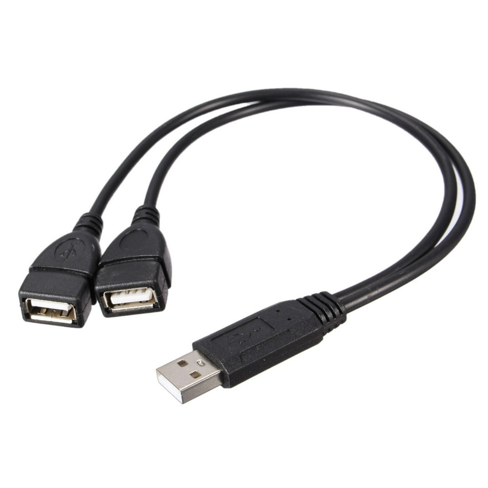 Usb 2 0 a male to 2 dual usb female jack y splitter hub power cord