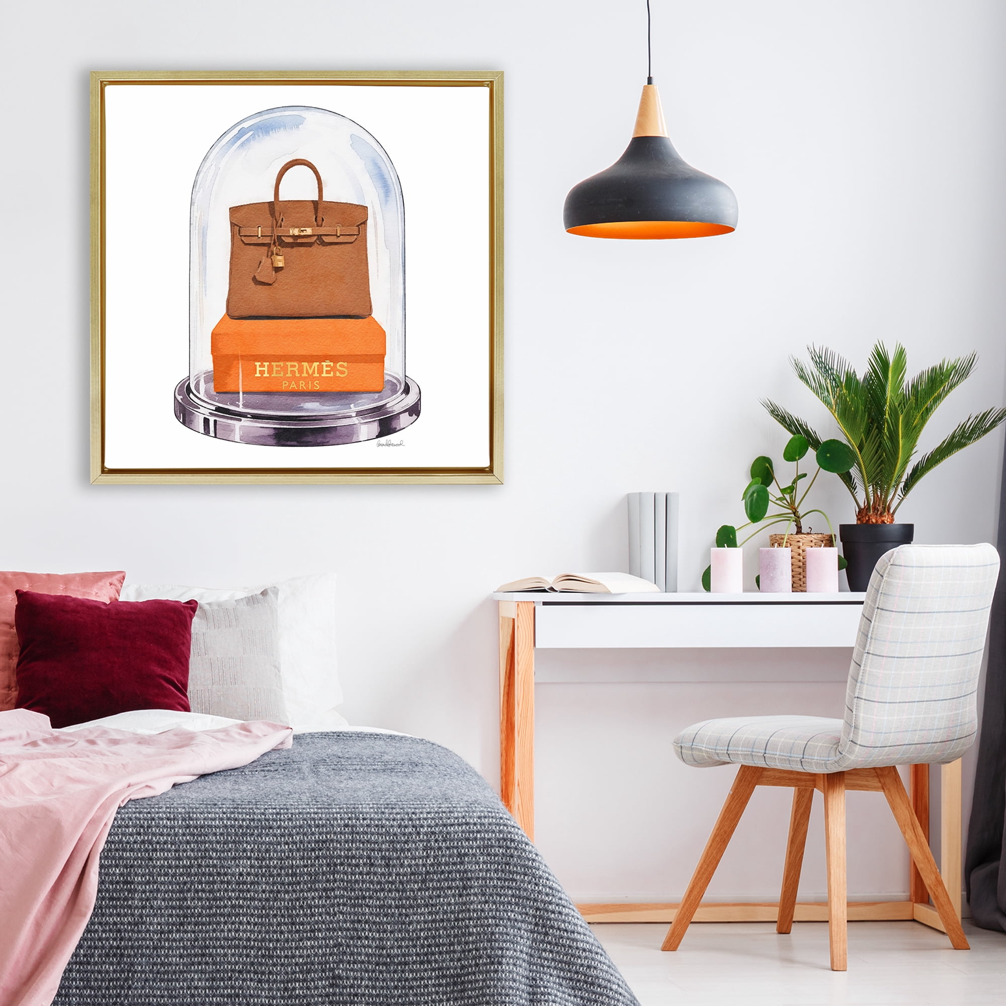 Stupell Industries Luxury Handbag Dome Gold Framed Floater Canvas Wall Art, design by Amanda Greenwood