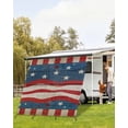 thumbnail image 4 of 4th of July RV Awning Sun Shade Screen 9'X7' USA Flag Stripes Mesh Sunscreen Buffalo Check Wood Grain Awning Shade Screen with Zipper UV Blocker Completed Kits Outdoor Canopy for RV Motorhome Camper, 4 of 7