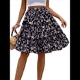 thumbnail image 3 of Falda de Mujer con Estampado Floral, Dobladillo con Volantes, Cintura Alta Elástica y Lazo Frontal. Negro S, 3 of 10