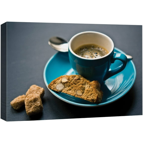 wall26 Canvas Print Wall Art Italian Biscotti Pastry with Black Espresso Fruit Food Photography Realism Chic Scenic Colorful Multicolor Ultra for Living Room, Bedroom, Office - 32"x48"