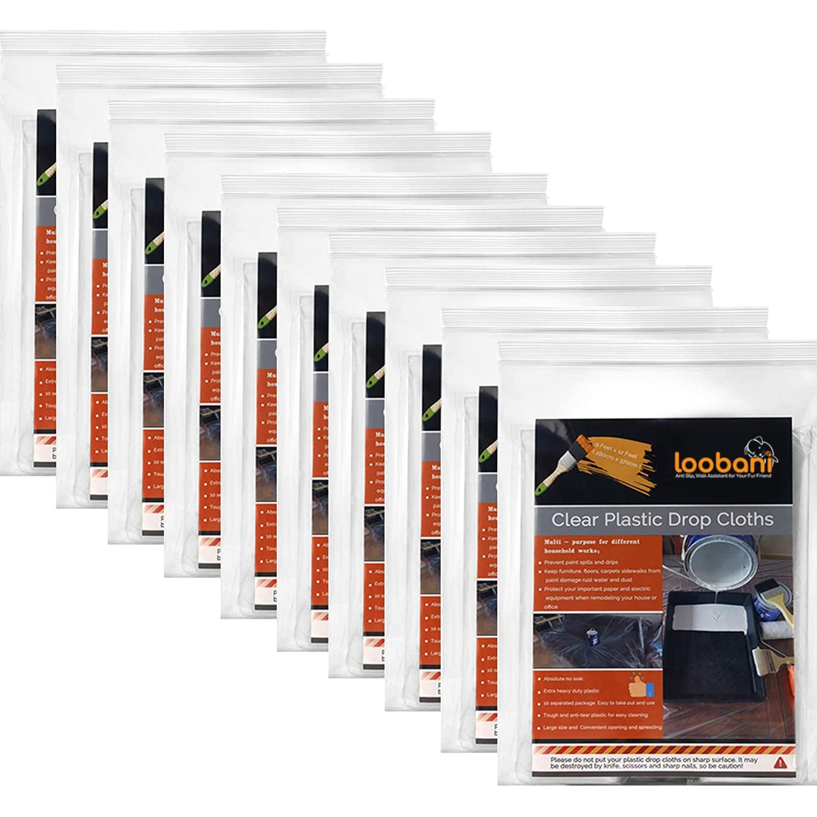10 Piece Painter Plastic Drop Cloths Sheet,Waterproof Antidust