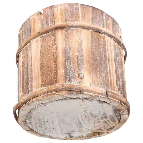 Phenofice Wooden Flower Vase Brown Rustic Wood Barrel for Garden Decoration