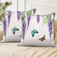 thumbnail image 6 of Purple Wisteria Flower Throw Pillow Covers 18x18 Set of 2,Purple Floral Butterfly Decorative Pillow Cases for Bedroom Sofa Couch, 6 of 6