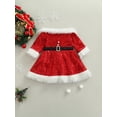 thumbnail image 3 of FOCUSNORM Robe de Noël pour Enfants Filles à Sequins, Manches Longues Épaules Dénudées avec Strass, 3 of 8