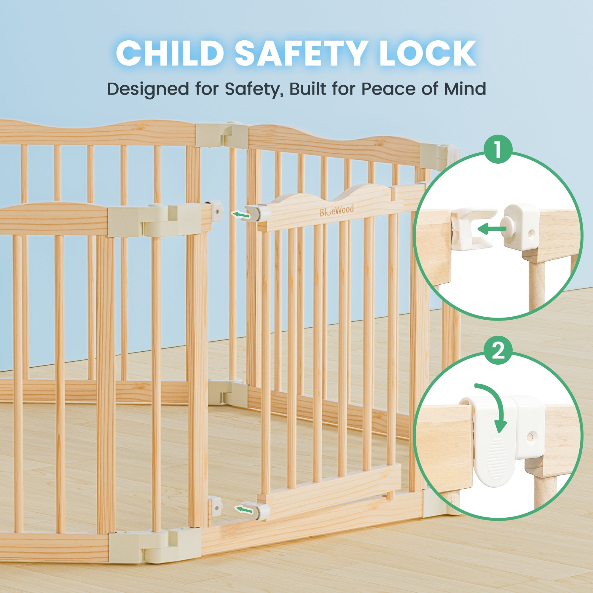 Buballino 8-Panel Foldable Indoor Baby Play Yard, Beige, 23.62"