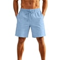 thumbnail image 4 of Mens Shorts Casual Elastic Waist Drawstring Summer Vacation Yoga Beach Shorts with Pockets, 4 of 6