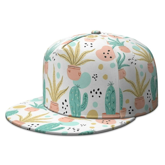 Cactus Baseball Cap Flat Bill Hat for Streetwear Fashion