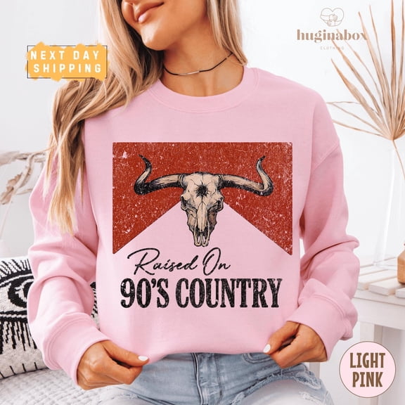 Distressed Vintage Raised on 90s Country Sweatshirt, Western Cowgirl Style Pullover, Nashville Girls Trip Sweater, Country Concert Outfit All Size S-5Xl
