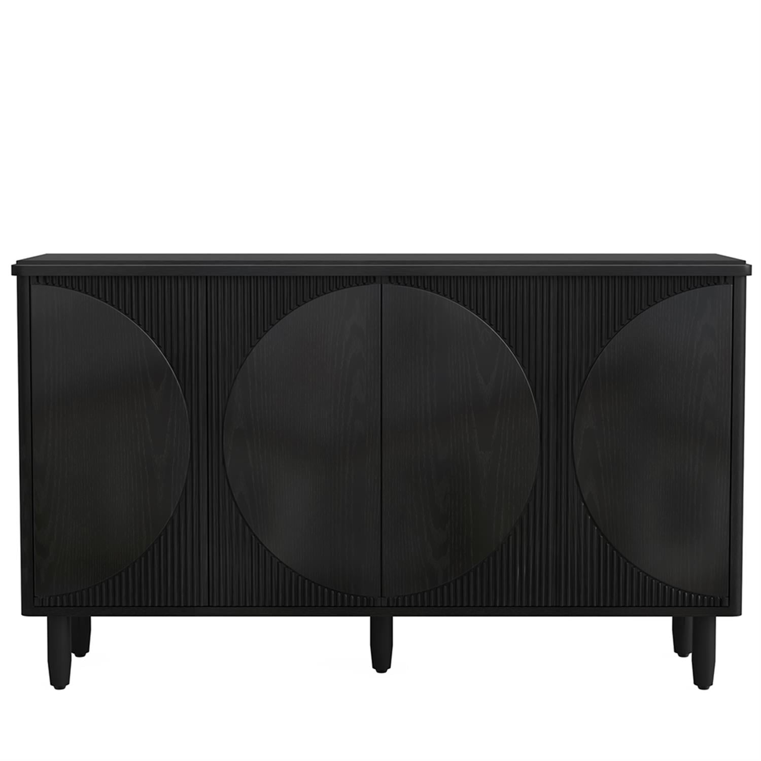 Demi Bonn 59" Sideboard Buffet Storage Cabinet with Doors, Modern Credenza Accent Cabinet for Kitchen Entryway Living Dining Room, Black