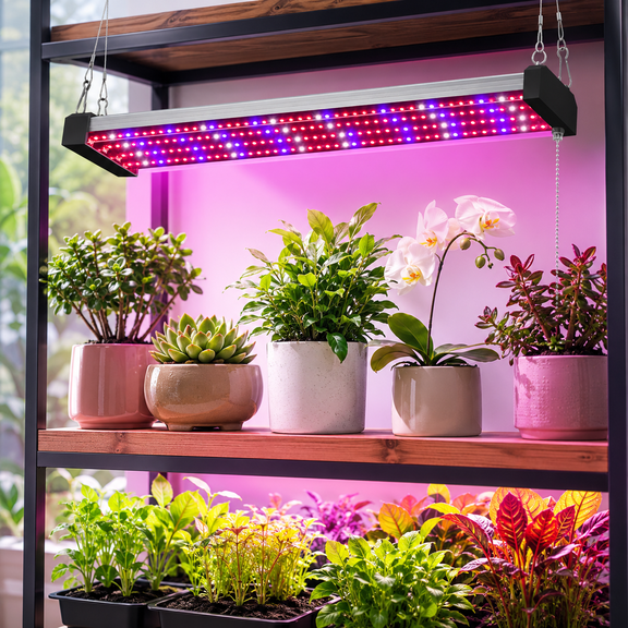 DONGPAI LED Grow Lights for Indoor Plants Full Spectrum 20" 4 Row Plant Lights with Pull Chain Switch Connectable for Indoor Growing Greenhouse Hydroponic