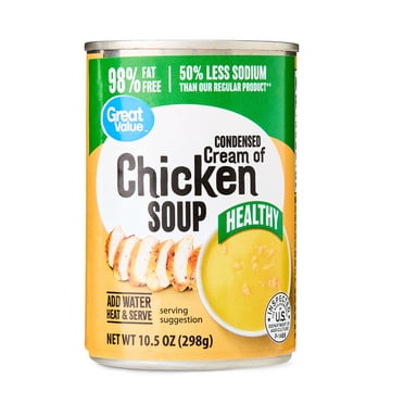 Great Value 98% Fat Free and 50% Less Sodium Cream of Chicken Condensed Soup, 10.5 oz
