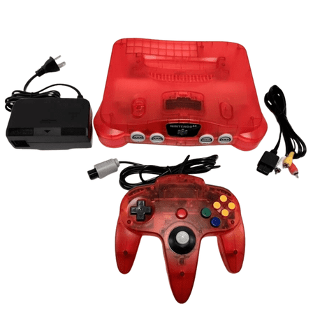 Restored Nintendo 64 (N64) Clear Red Console Bundle (Refurbished)