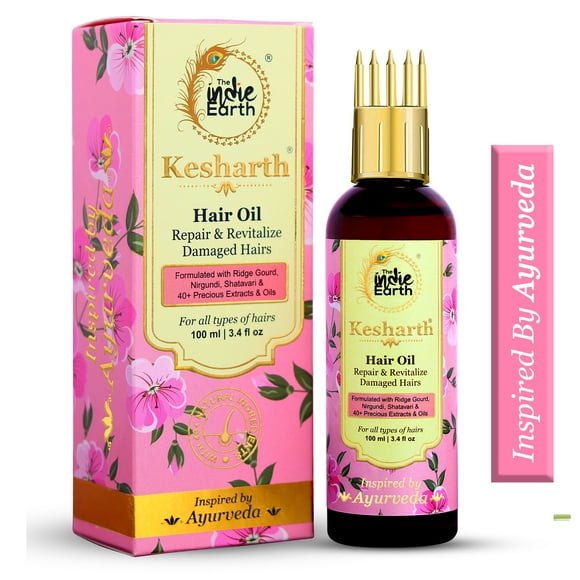 Kesharth Hair Oil For Natural Color Protection with Ridge Gourd Oil/Torai Oil, Nirgundi, Shatavari, Onion, Walnut Oil, Extremely Effective Formulation with 40+ Natural Ingredients by The Indie Earth