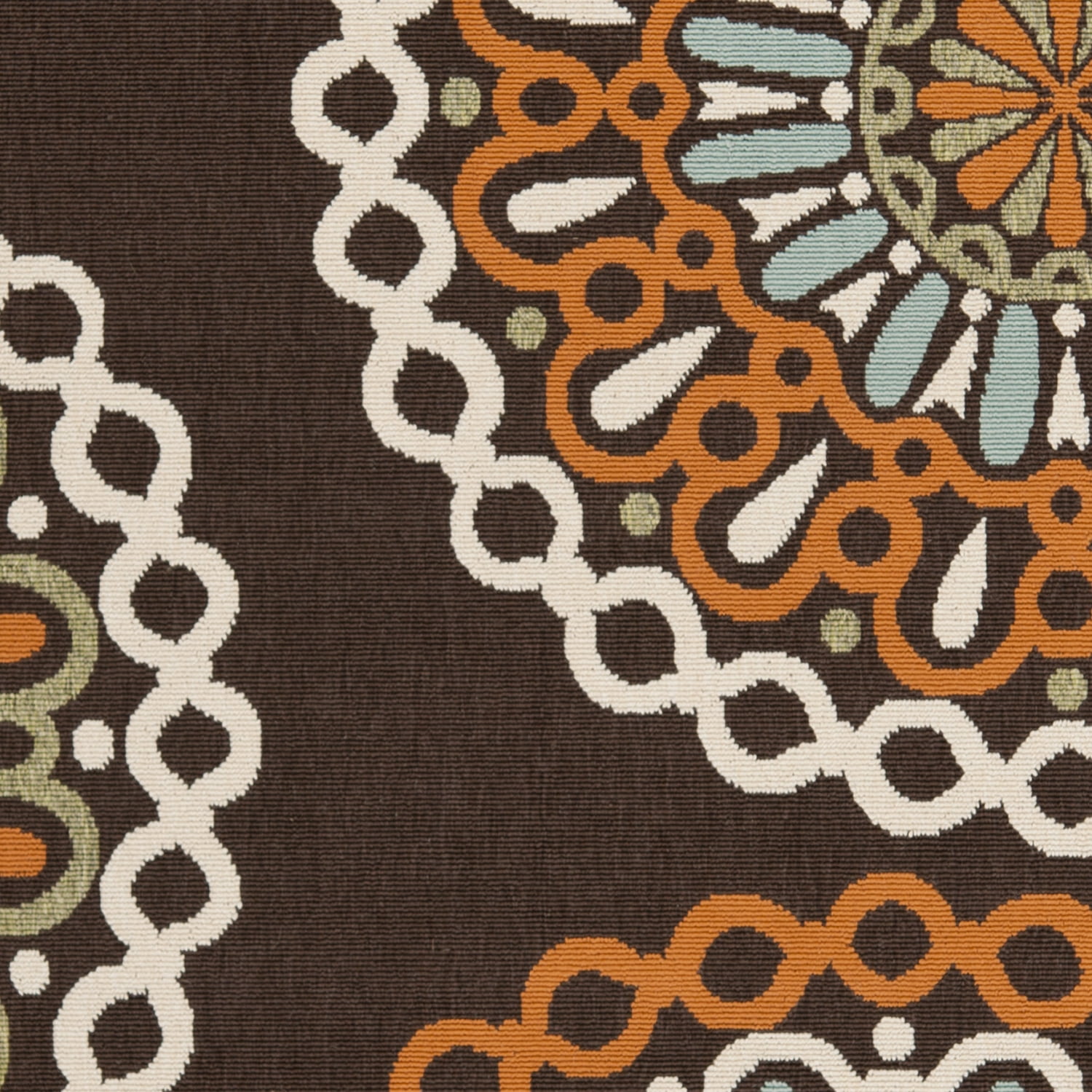 SAFAVIEH Veranda Axum Geometric Indoor/Outdoor Area Rug, Chocolate/Terracotta, 6'7" x 6'7" Round