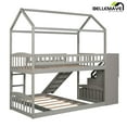thumbnail image 2 of House Bunk Bed Twin over Twin, Twin Bunk Bed with Slide, Stairs, Ladder and Guardrail, Wood Bunk Bed, No Box Spring Needed(Gray), 2 of 14