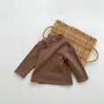 thumbnail image 4 of Hjtefg Kids' Semi-Turtleneck Tee - Korean Style Striped Long Sleeve Blouse, Cozy Winter Base Layer,Color: Coffee Size: 18-24 Months, 4 of 6