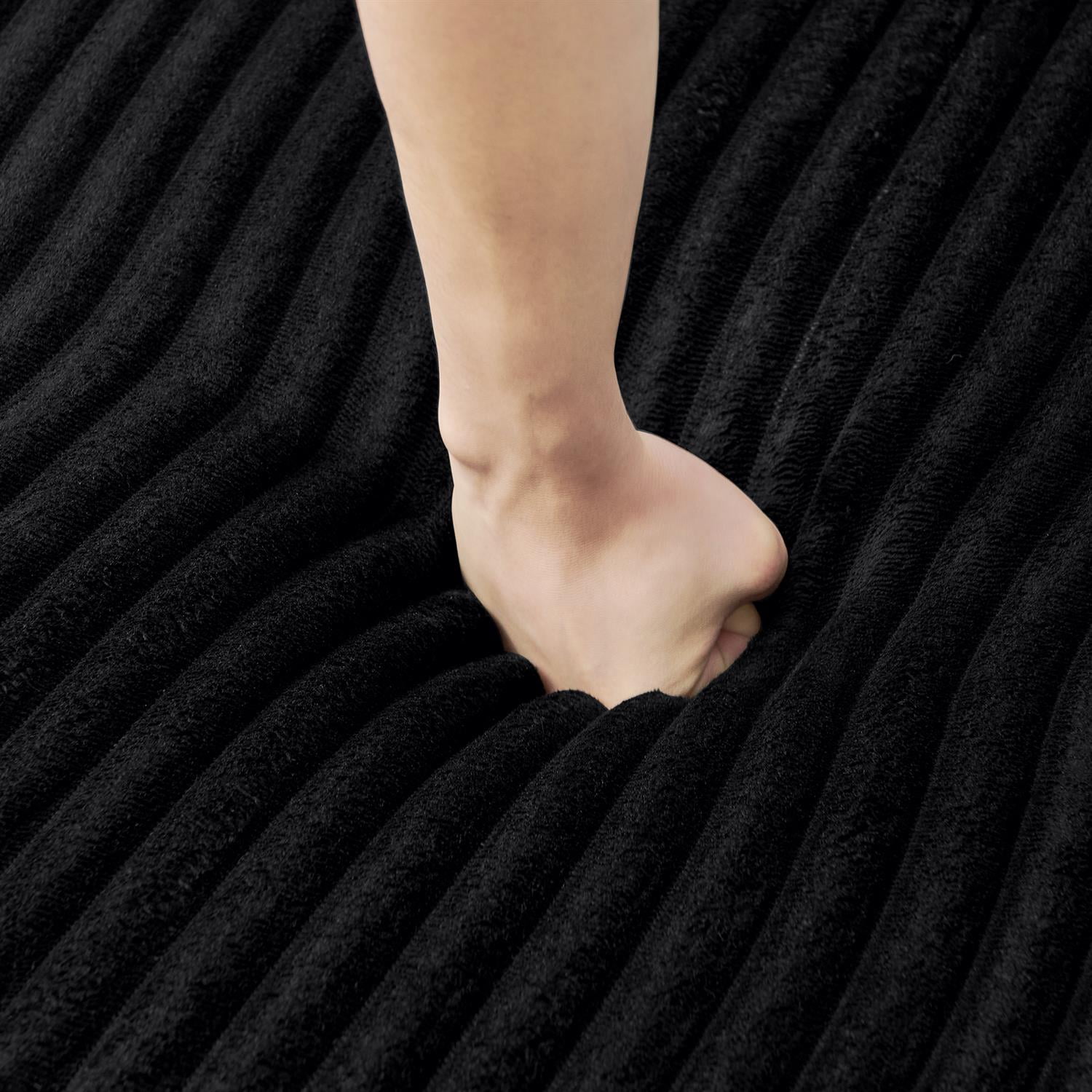 Demi Bonn 132" U-Shaped Modular Sectional Sofa, Modern Corduroy Couch for Living Room & Bedroom, Minimalist Comfy Sleeper Sofa, Black