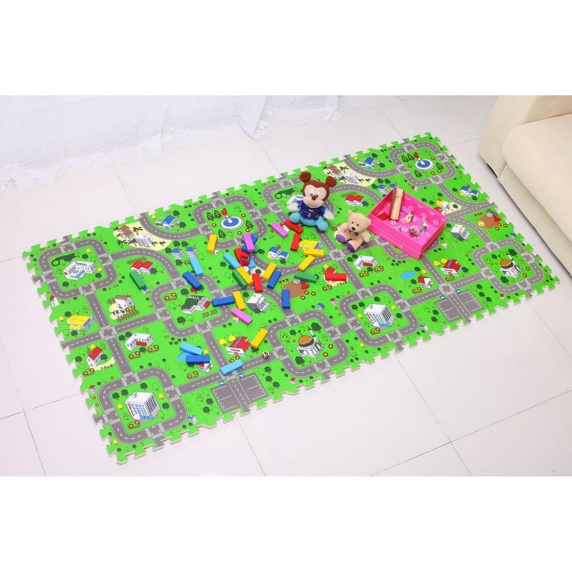 Mainstays Kids Interlocking Foam Mat, 9 interlocking foam tiles